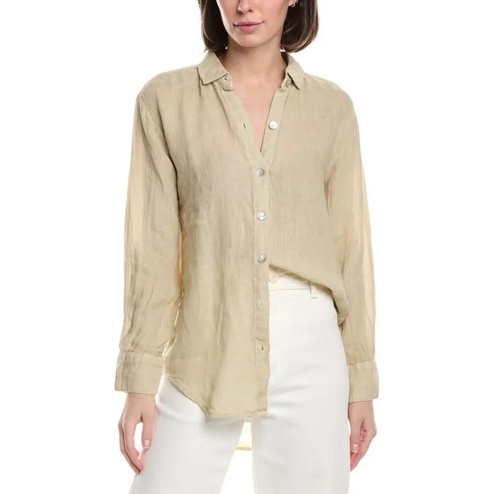 Bella Dahl Womens  Boyfriend Button Down Linen Shirt